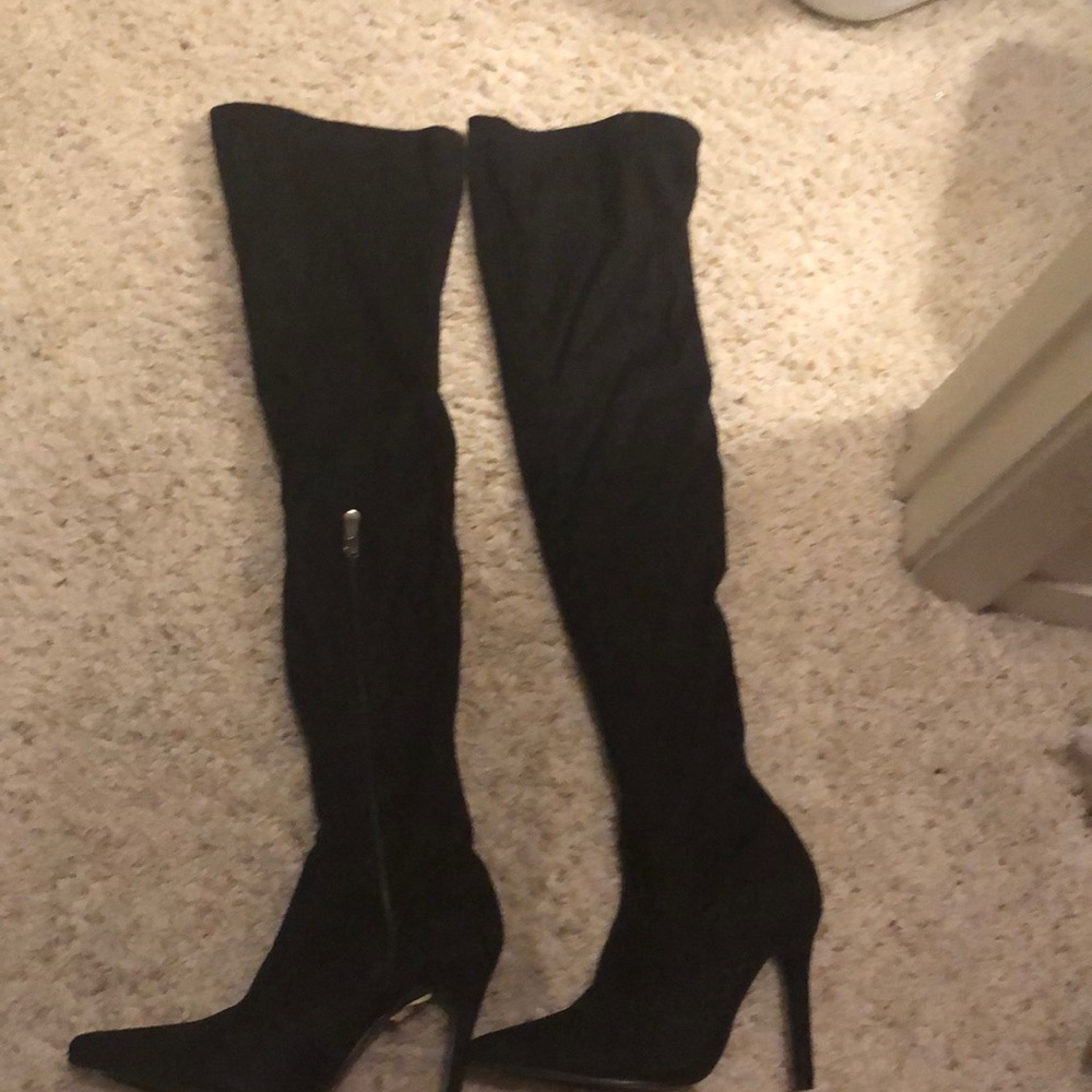 Black thigh high boots